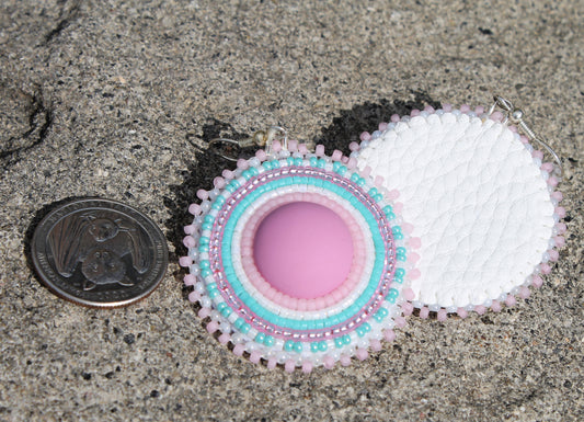 Pink and Turquoise Round Earrings