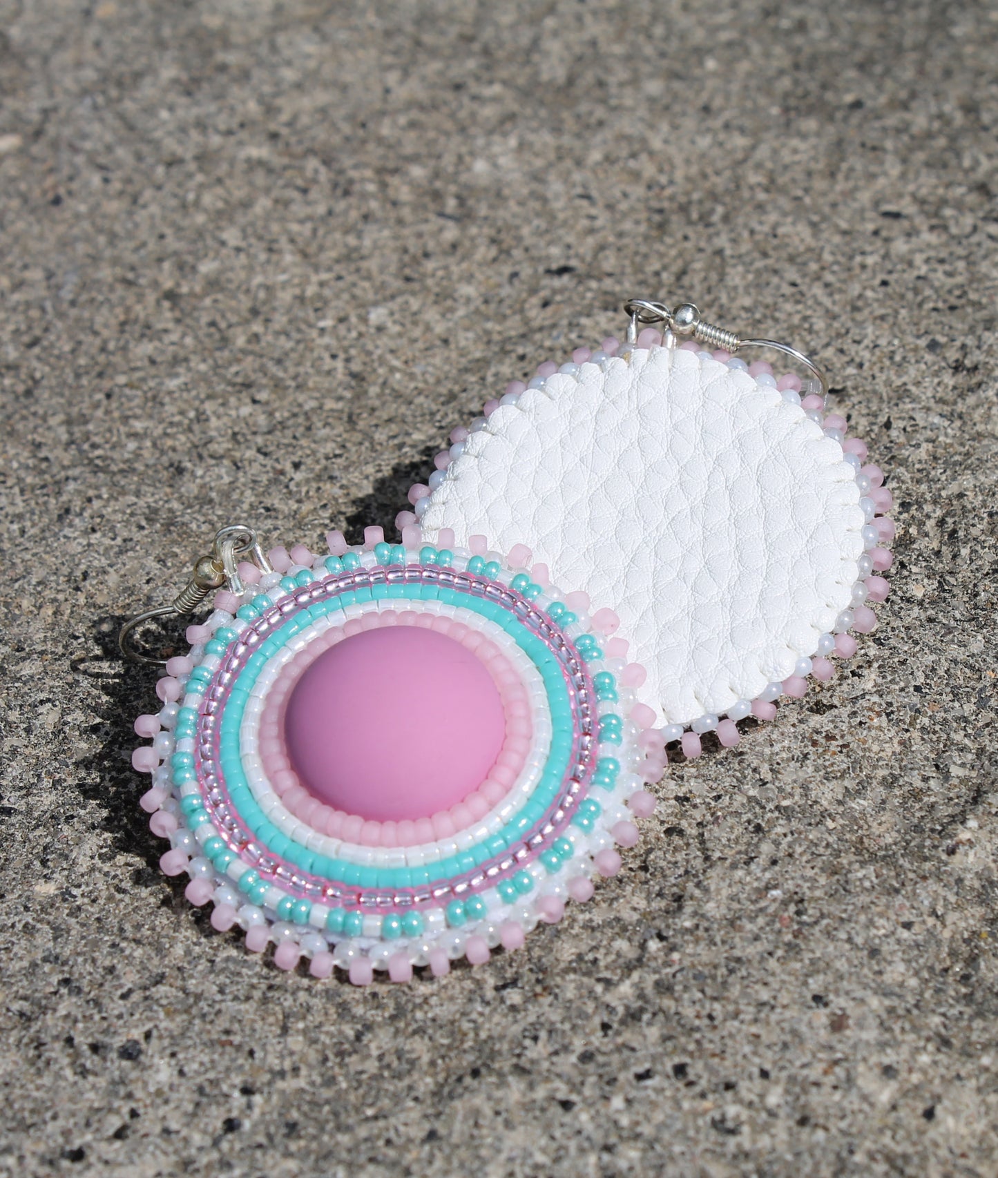 Pink and Turquoise Round Earrings