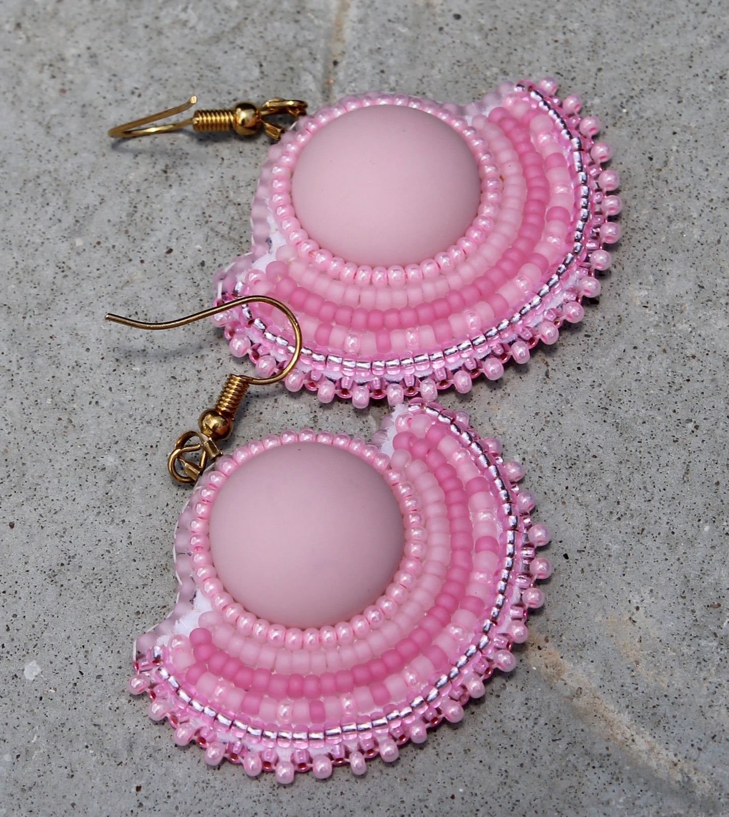 Pink Half Moon Earrings