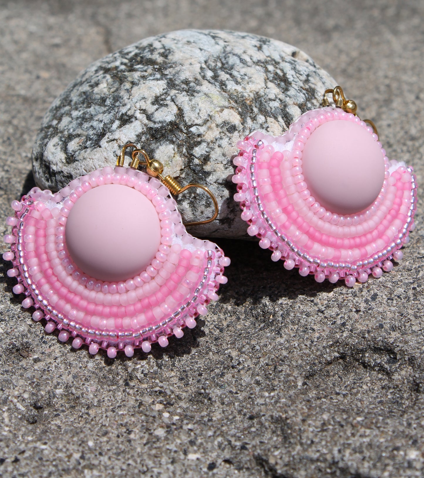 Pink Half Moon Earrings