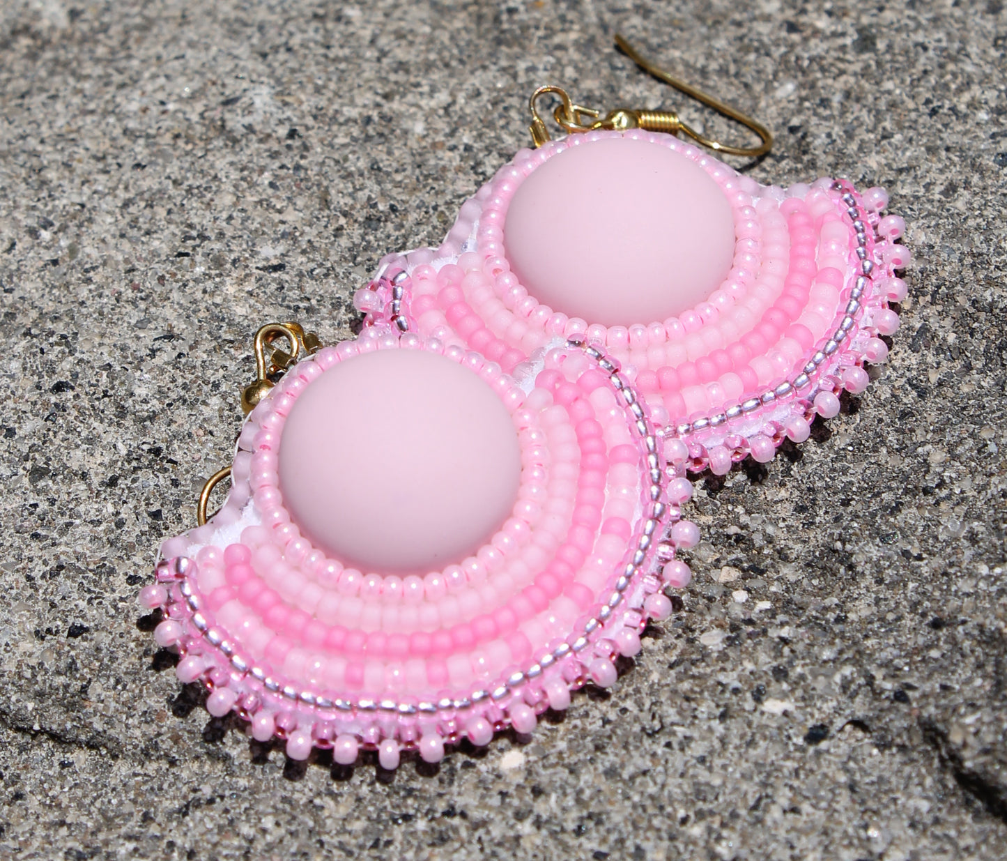 Pink Half Moon Earrings