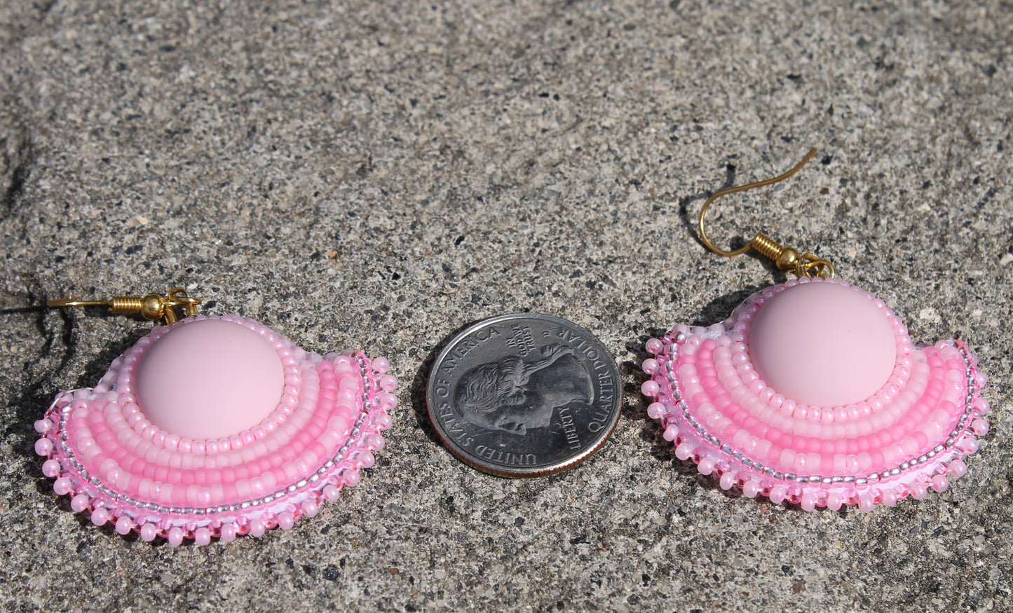 Pink Half Moon Earrings