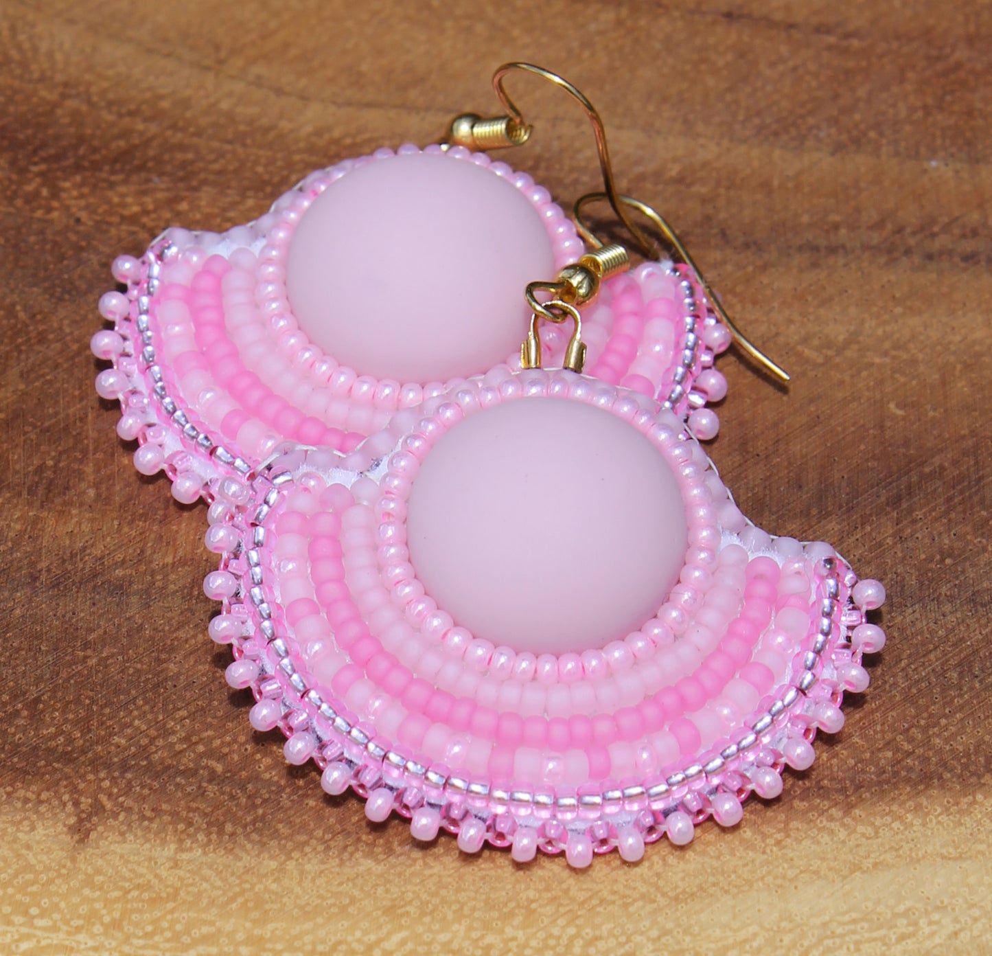 Pink Half Moon Earrings