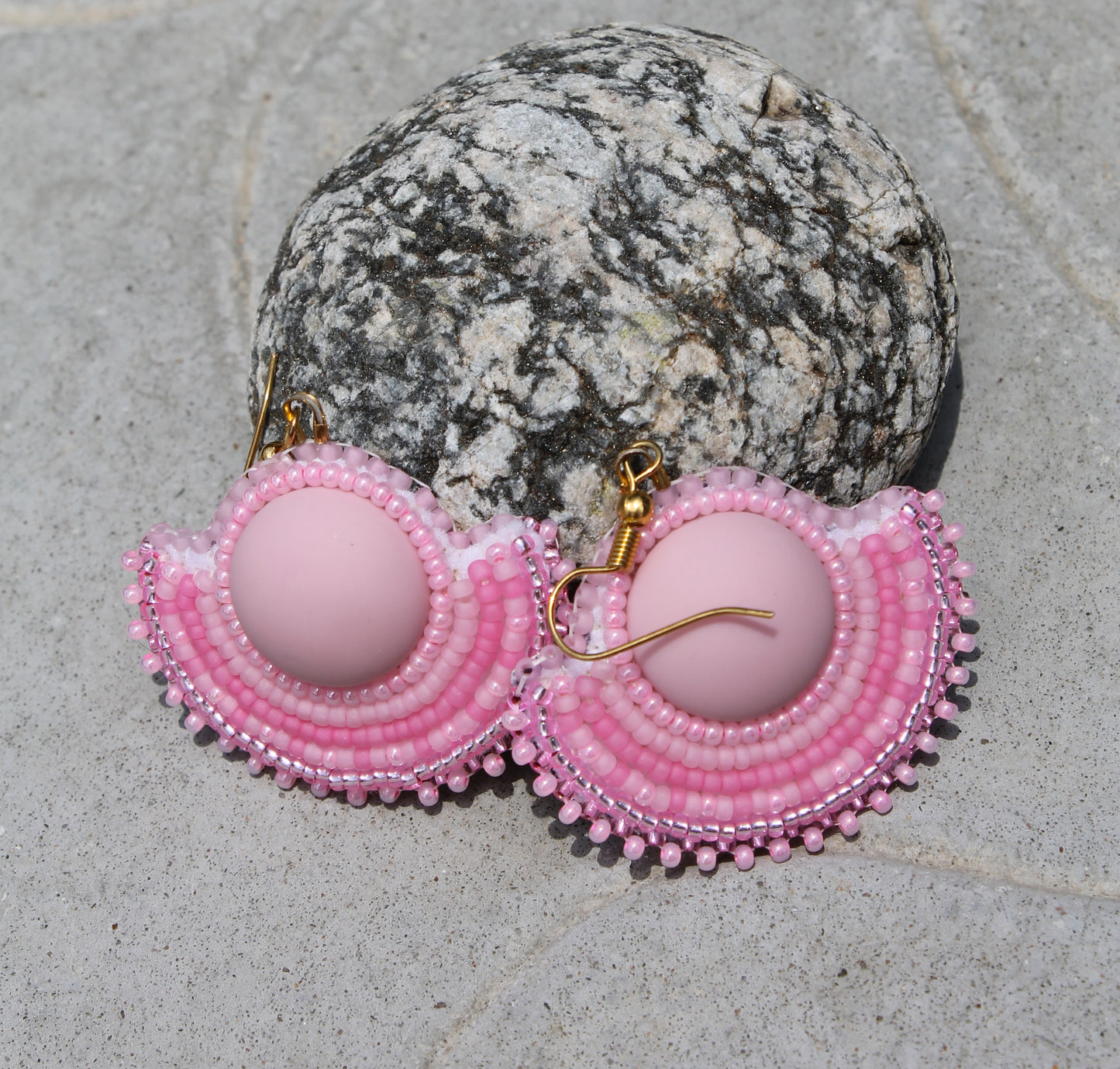 Pink Half Moon Earrings