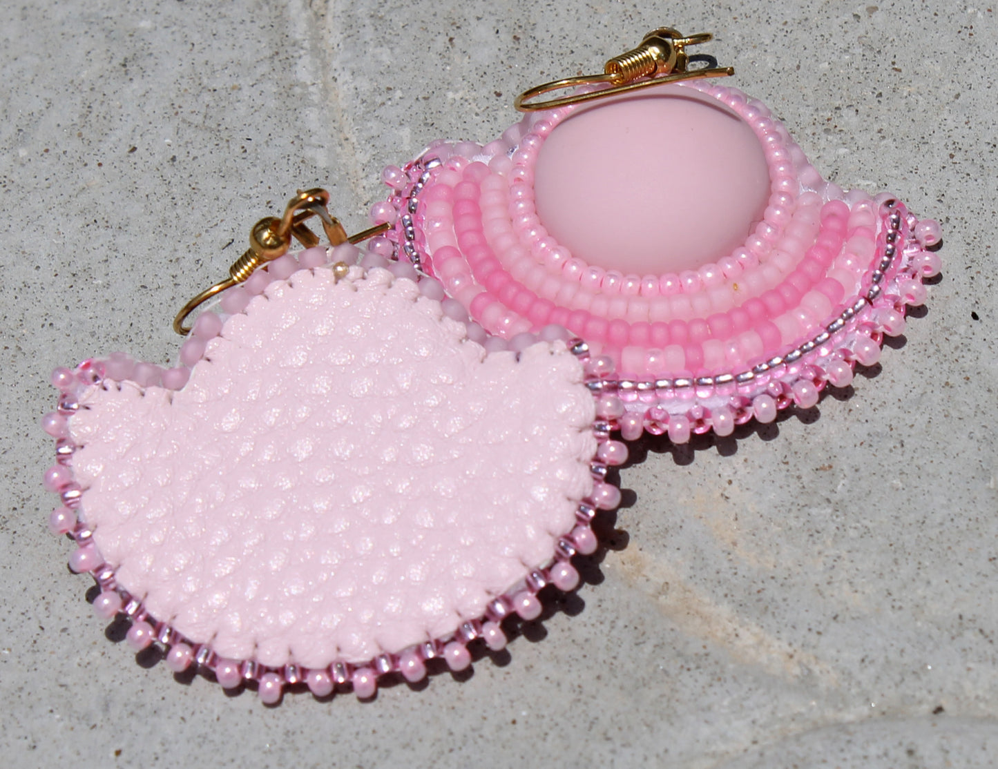 Pink Half Moon Earrings