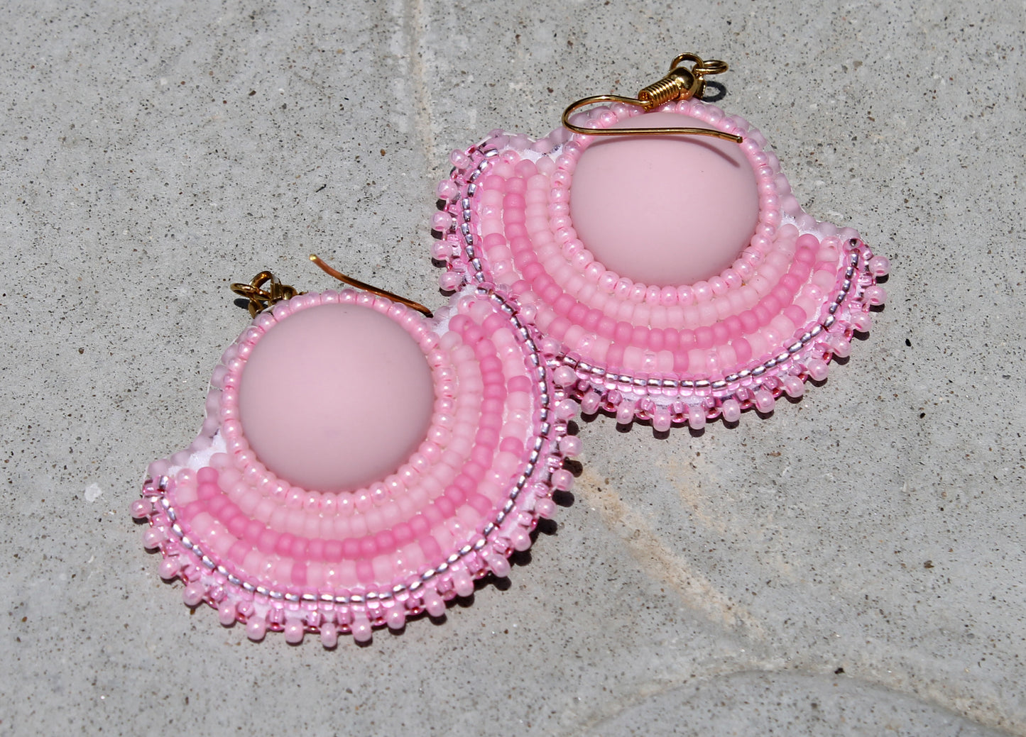 Pink Half Moon Earrings