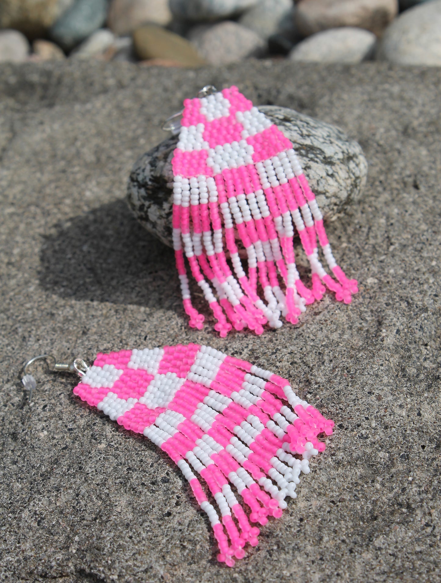 Checkered Vibes Fringe Earrings