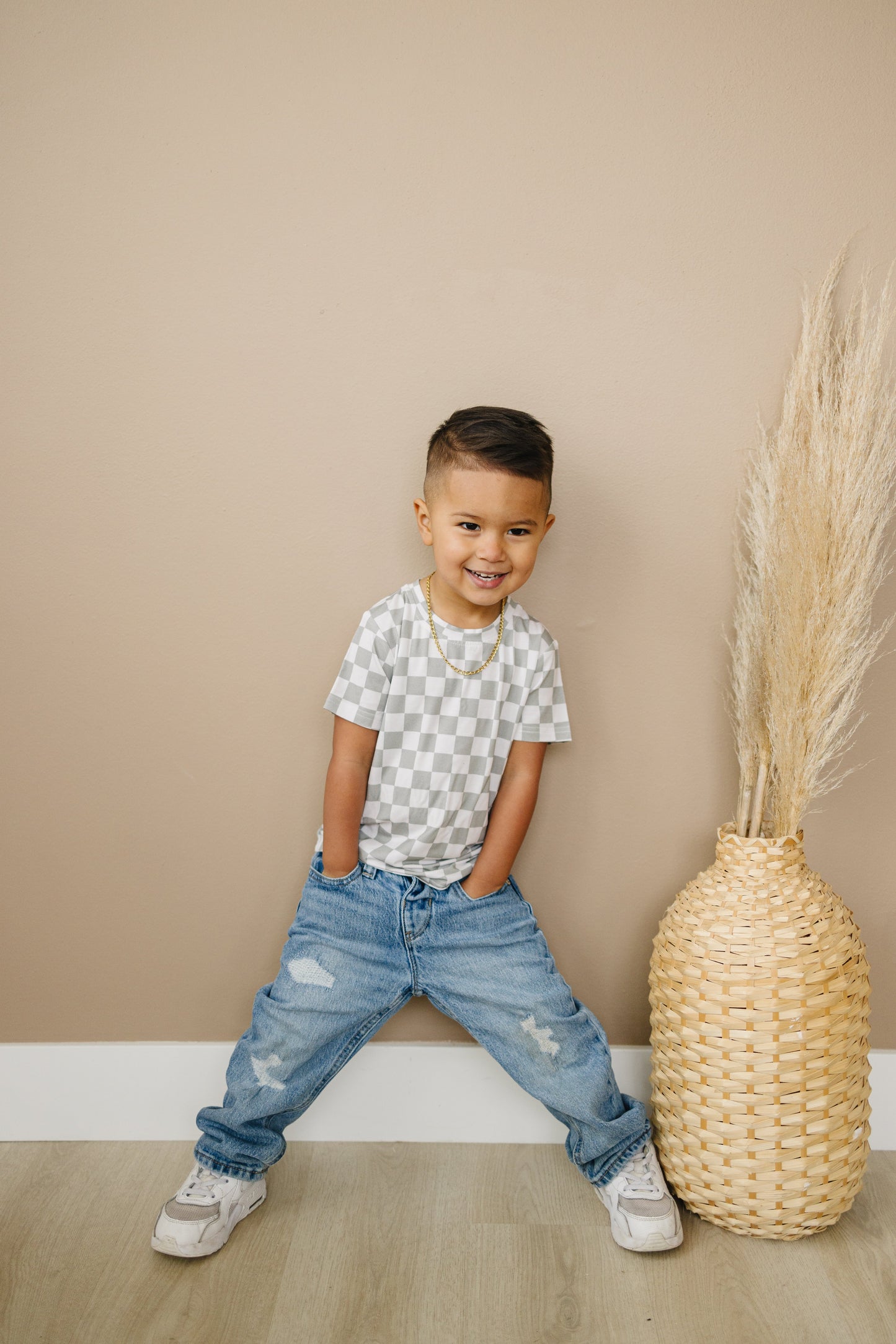 Sage Checkered Bamboo Tee