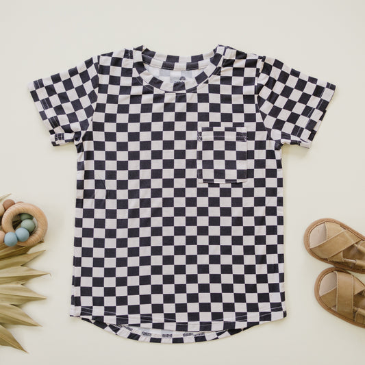 Black Checkered Bamboo Tee