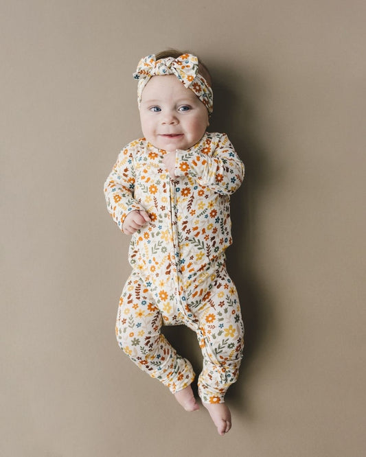 Bamboo Zip Romper | Fall Flowers