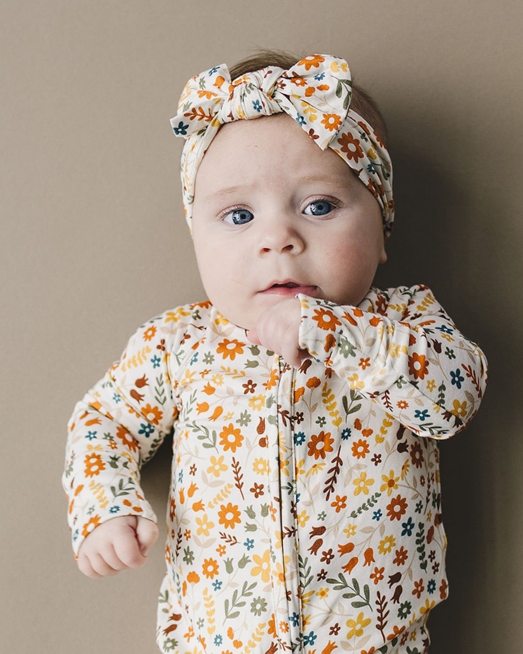 Bamboo Zip Romper | Fall Flowers