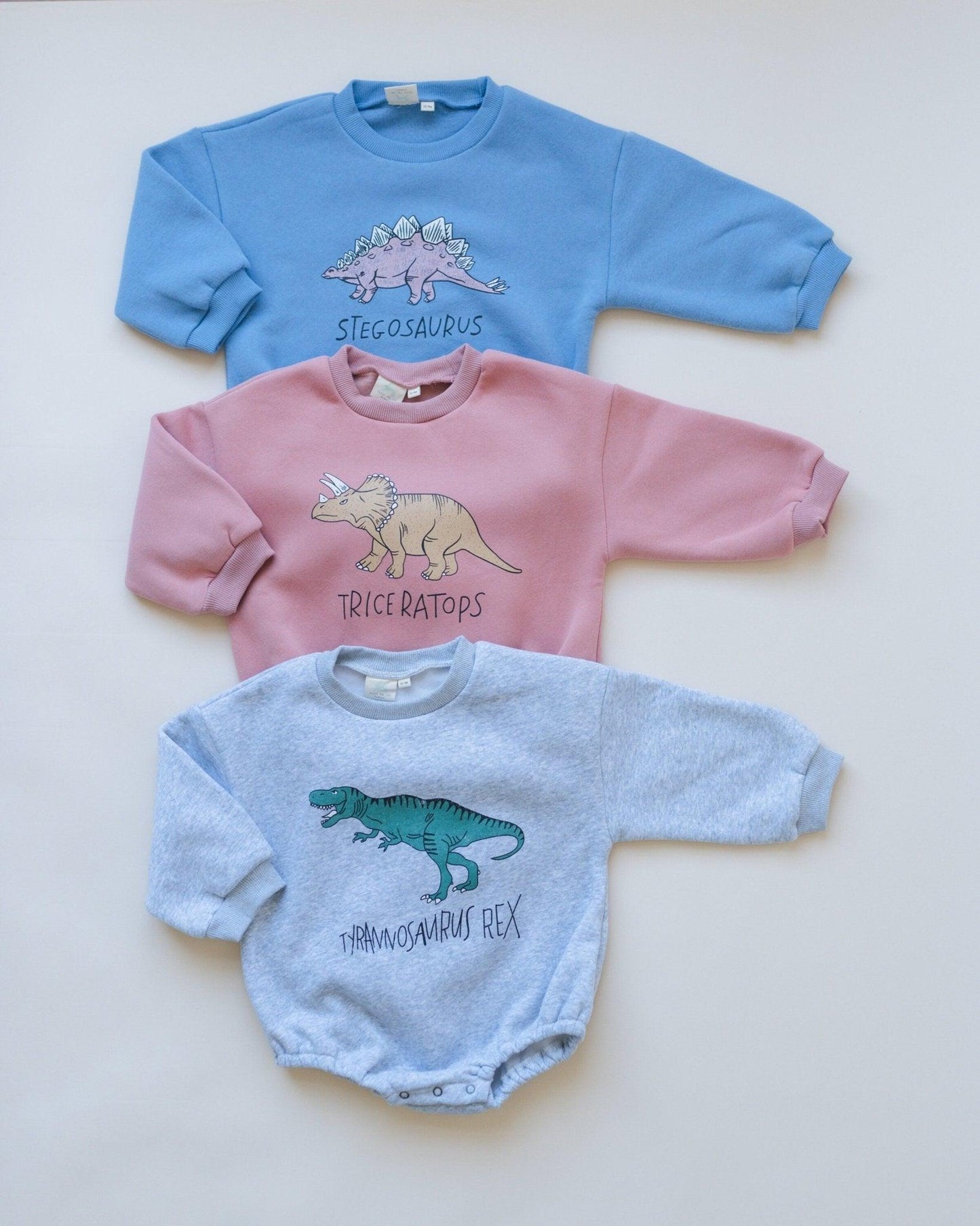 Blue Dino Sweatshirt Romper