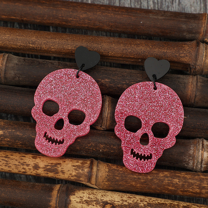 Acrylic Skeleton & Heart Earrings