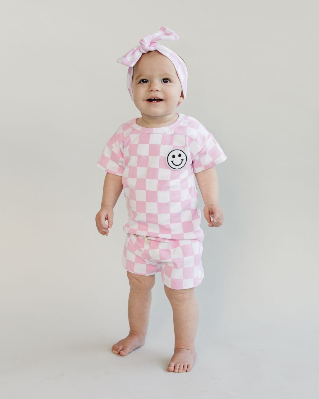 Checkered Shorts Set | Pink