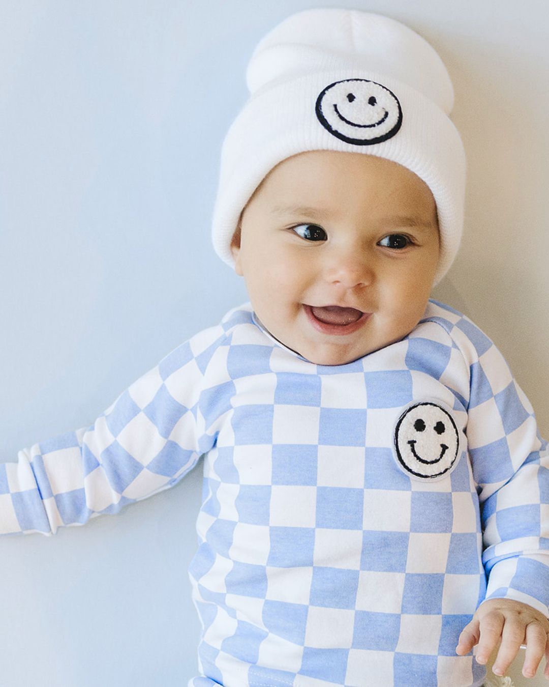 Checkered Smiley Lounge Set | Blue