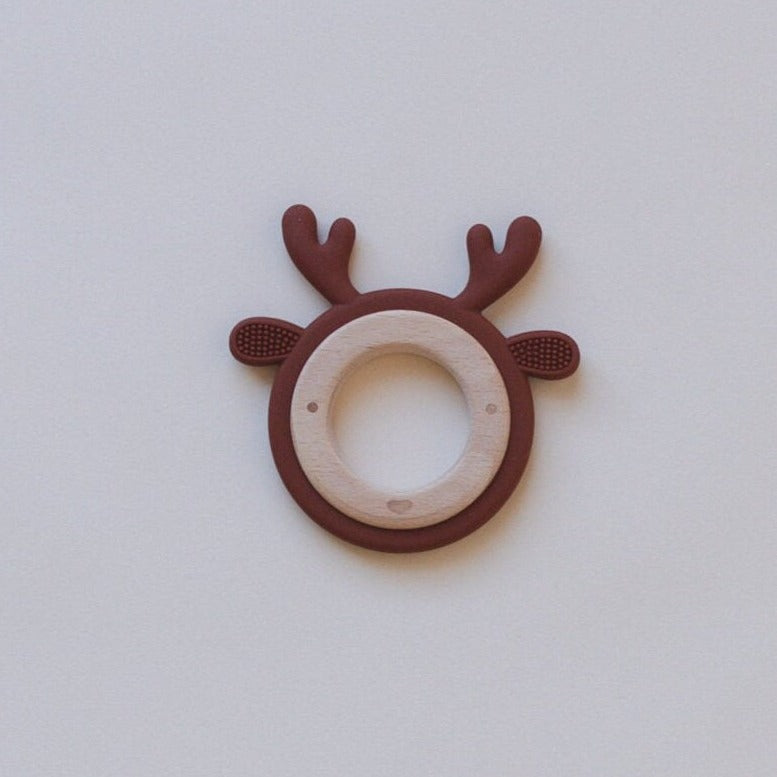 Silicone & Wooden Reindeer Teether