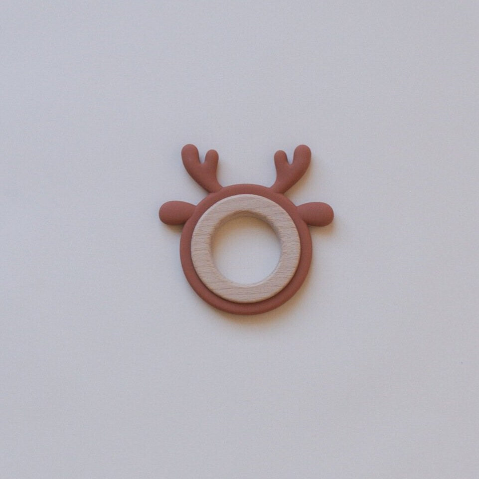 Silicone & Wooden Reindeer Teether