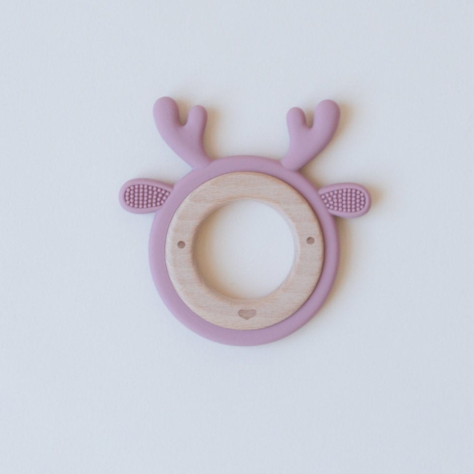 Silicone & Wooden Reindeer Teether