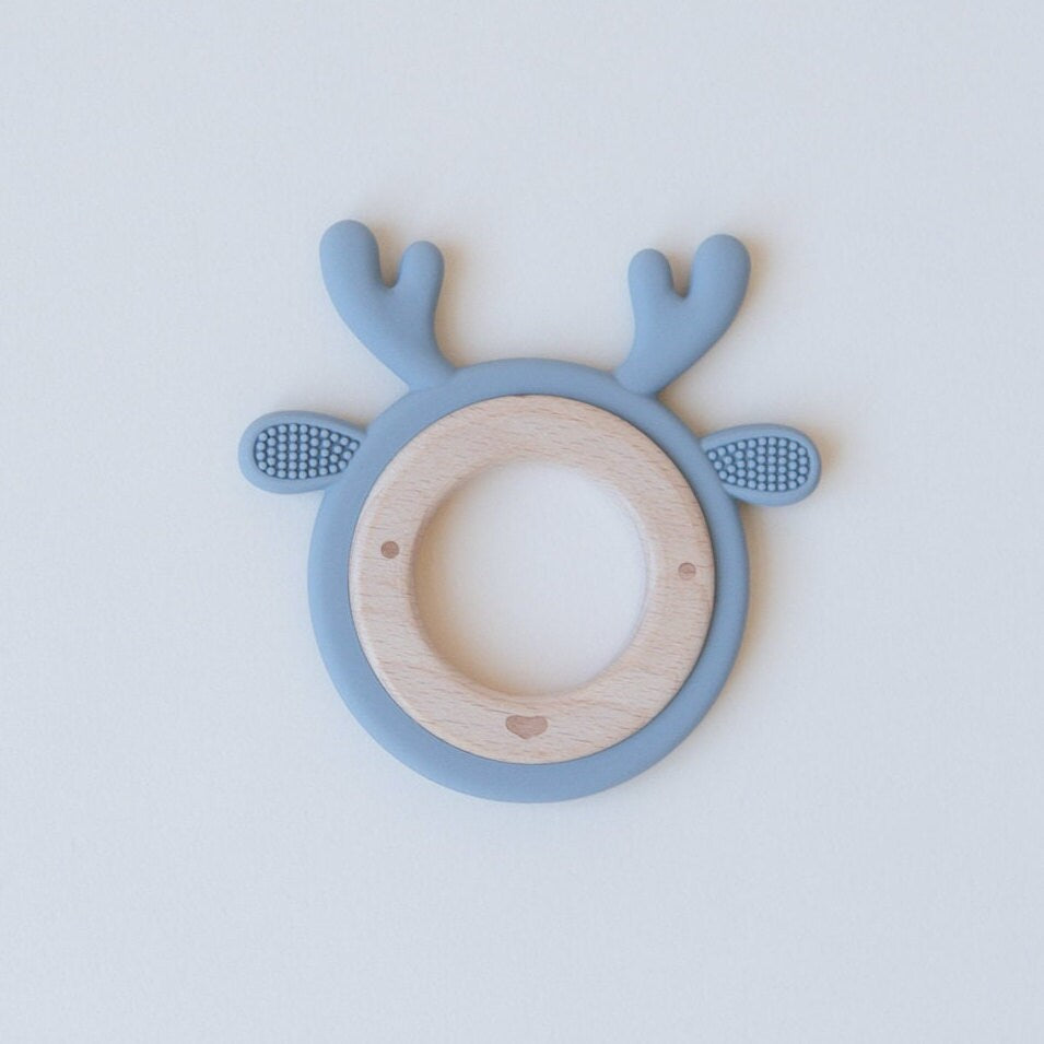 Silicone & Wooden Reindeer Teether