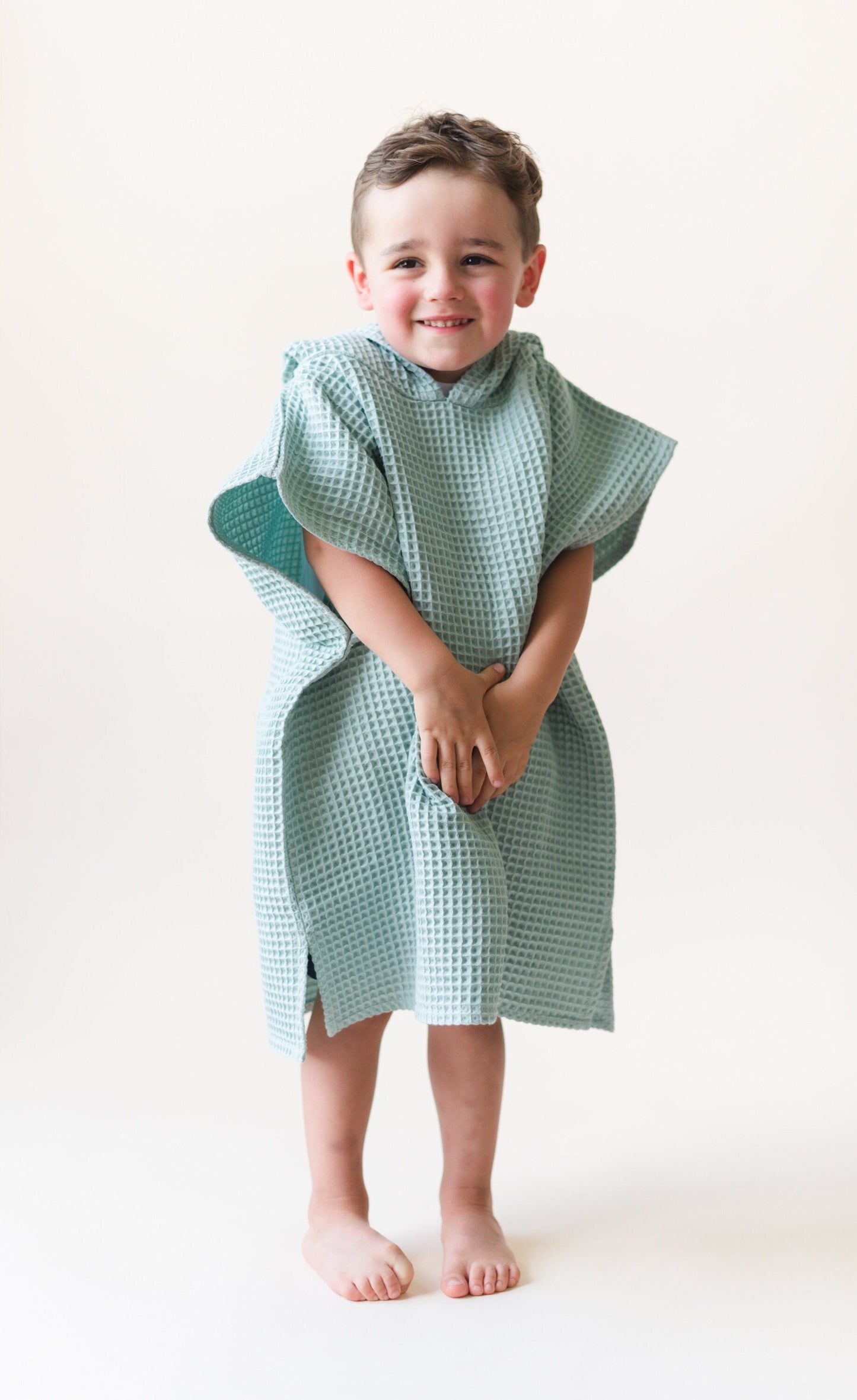 Organic Cotton Kids Waffle Beach Towel Poncho - more colors