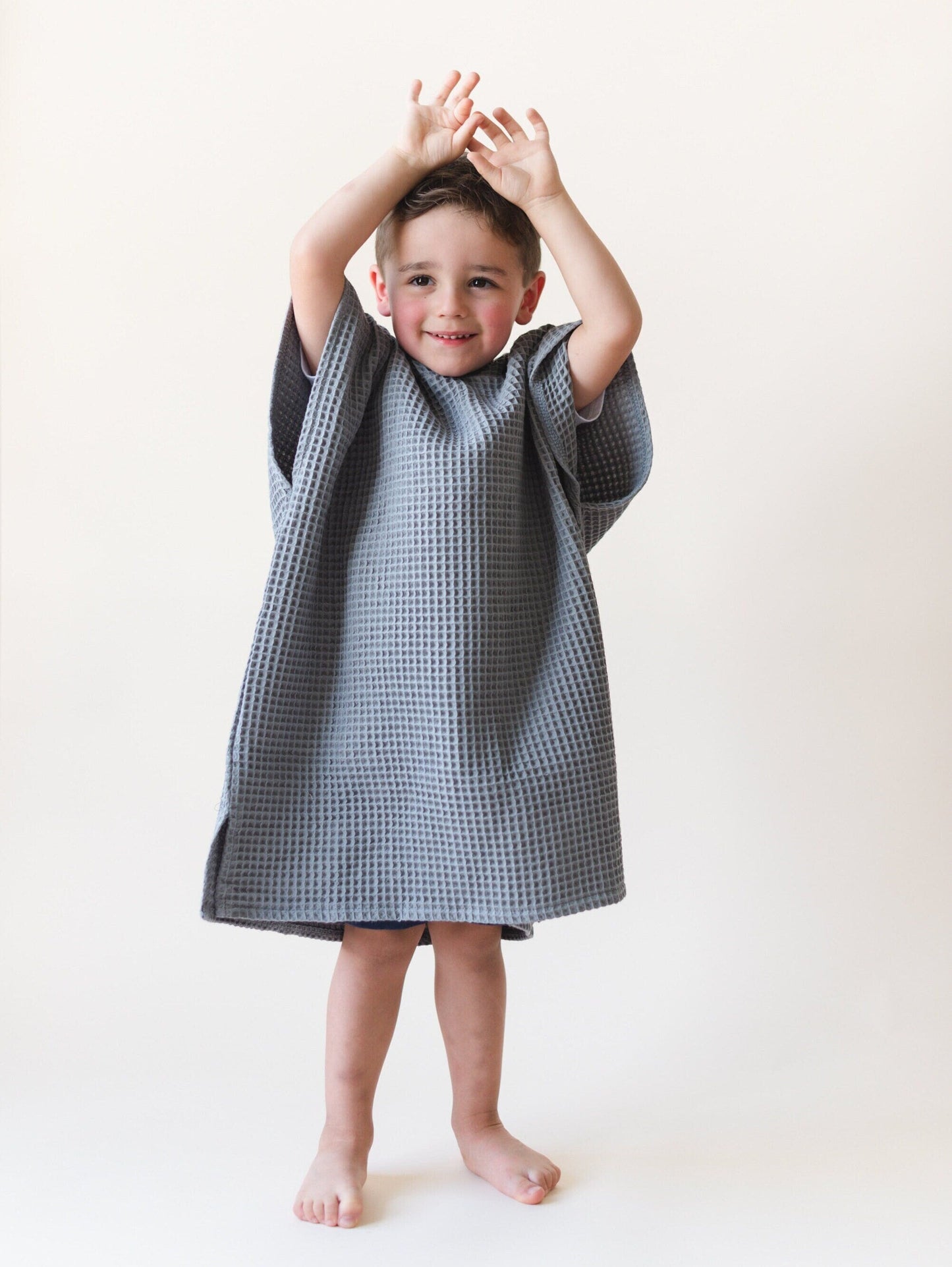 Organic Cotton Kids Waffle Beach Towel Poncho - more colors