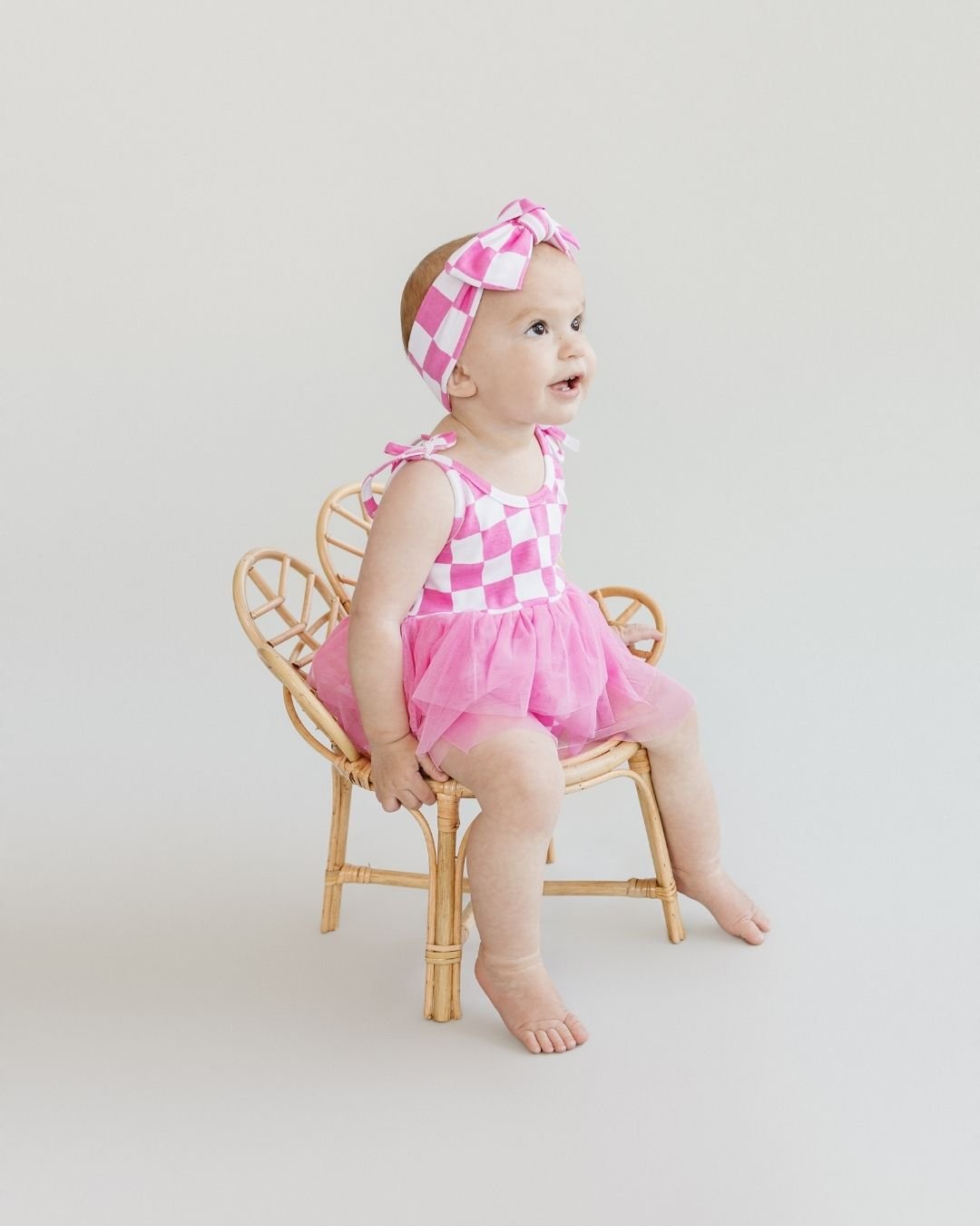 Tutu Romper | Checkered Bubble Gum