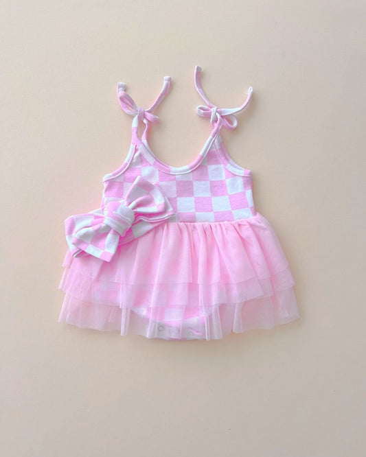 Tutu Romper | Checkered Pink