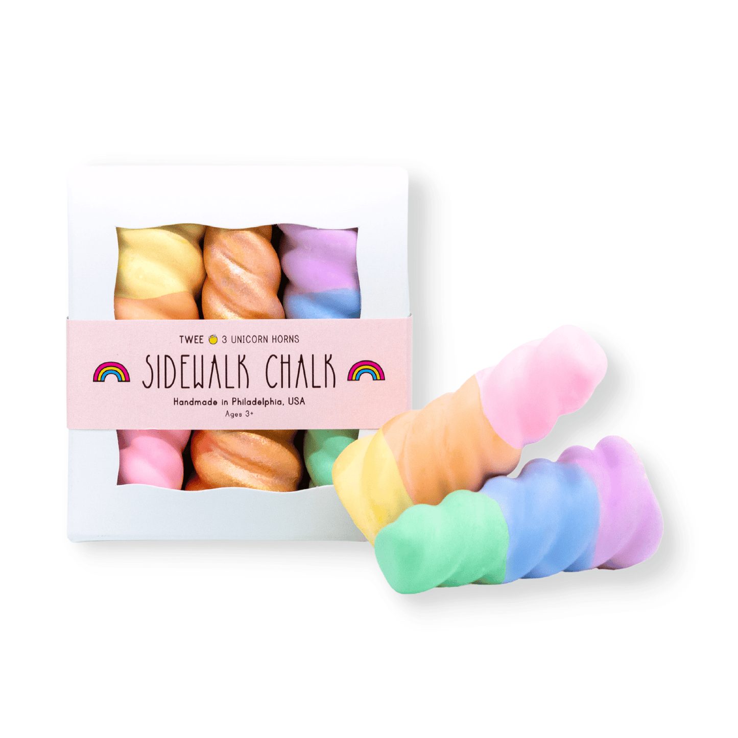 RAINBOW UNICORN HORNS - HANDMADE SIDEWALK CHALK - SET OF 3